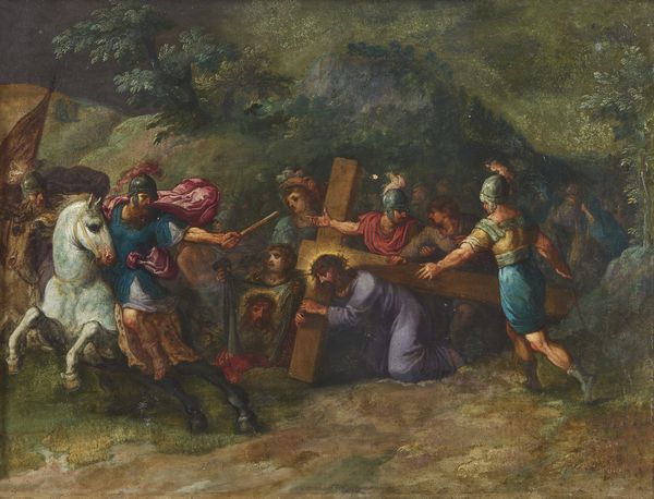 ARTISTA DEL XVII SECOLO : Ges cade sotto il peso della croce  - Asta Asta 432 | ARTE ANTICA E DEL XIX SECOLO Tradizionale - Associazione Nazionale - Case d'Asta italiane