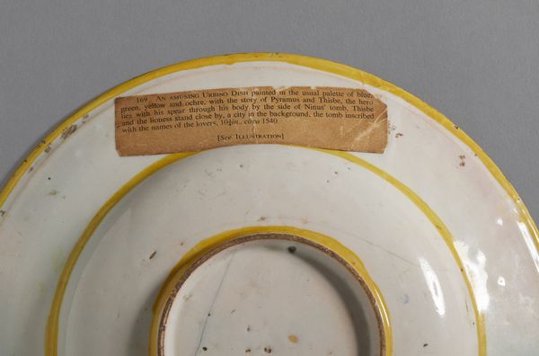 BOTTEGA DI LUDOVICO E ANGELO PICCHI, CASTELDURANTE 1550-1560 CIRCA : Piatto in maiolica dipinta in policromia raffigurante il mito di Piramo e Tisbe  - Asta Asta 432 | ARTE ANTICA E DEL XIX SECOLO Tradizionale - Associazione Nazionale - Case d'Asta italiane