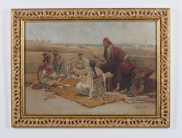 LEINWEBER ANTON ROBERT (1845 - 1921) : Sulla terrazza  - Asta Asta 432 | ARTE ANTICA E DEL XIX SECOLO Tradizionale - Associazione Nazionale - Case d'Asta italiane