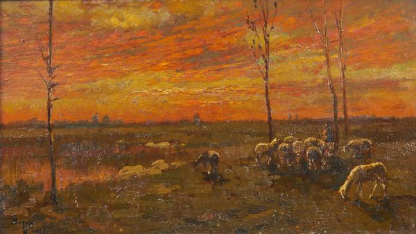 CIARDI BEPPE (1875 - 1932) : Pascolo al tramonto  - Asta Asta 432 | ARTE ANTICA E DEL XIX SECOLO Tradizionale - Associazione Nazionale - Case d'Asta italiane