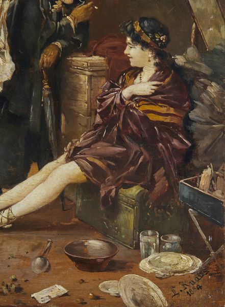 KNAUS LUDWIG (1829 - 1910) : Attribuito a. Dietro il sipario  - Asta Asta 432 | ARTE ANTICA E DEL XIX SECOLO Tradizionale - Associazione Nazionale - Case d'Asta italiane