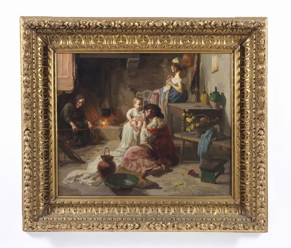 FACHINETTI CARLO (1870 - 1951) : Focolare domestico  - Asta Asta 432 | ARTE ANTICA E DEL XIX SECOLO Tradizionale - Associazione Nazionale - Case d'Asta italiane