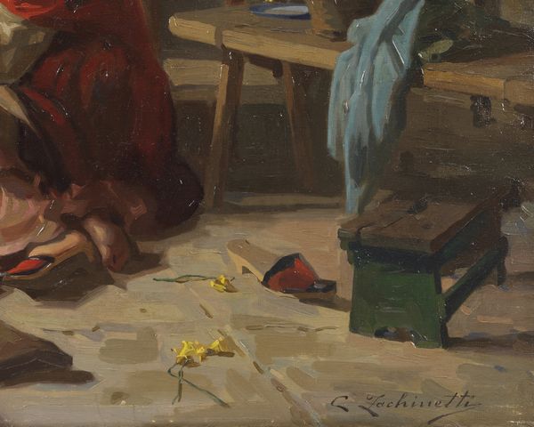 FACHINETTI CARLO (1870 - 1951) : Focolare domestico  - Asta Asta 432 | ARTE ANTICA E DEL XIX SECOLO Tradizionale - Associazione Nazionale - Case d'Asta italiane