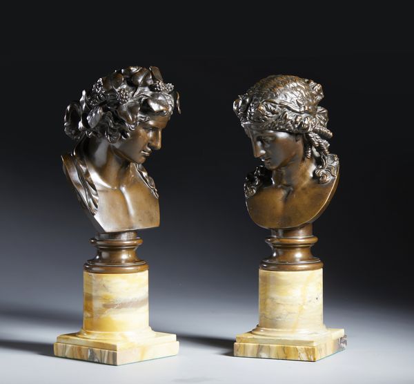 BARBEDIENNE FERDINAND (1810 - 1892) : Busti di Antinoo come Bacco e Arianna  - Asta Asta 432 | ARTE ANTICA E DEL XIX SECOLO Tradizionale - Associazione Nazionale - Case d'Asta italiane