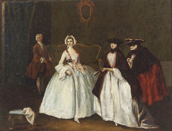 MAESTRO DEI RIFLESSI (XVIII SECOLO) : Il ridotto, maschere veneziane  - Asta Asta 432 | ARTE ANTICA E DEL XIX SECOLO Tradizionale - Associazione Nazionale - Case d'Asta italiane