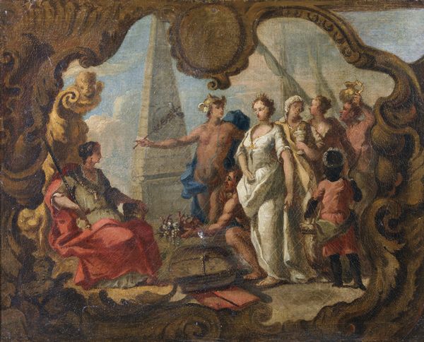 FORABOSCO GIROLAMO (1631 - 1689) : Scena allegorica (probabilmente Mercurio che accompagna Didone di fronte alla Giustizia)  - Asta Asta 432 | ARTE ANTICA E DEL XIX SECOLO Tradizionale - Associazione Nazionale - Case d'Asta italiane
