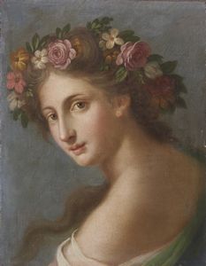 ARTISTA DEL XVIII SECOLO - Ritratto di fanciulla come Flora