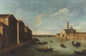 ARTISTA VENETO DEL XVIII SECOLO - Veduta di Venezia con l'isola di San Giorgio