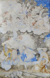 ARTISTA FRANCESE DEL XVII SECOLO : Coppia di dipinti raffiguranti gli angeli che porgono alla Vergine il Bambino e La circoncisione del Bambino  - Asta Asta 432 | ARTE ANTICA E DEL XIX SECOLO Tradizionale - Associazione Nazionale - Case d'Asta italiane