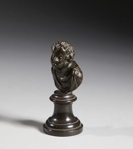 BRONZISTA VENETO DEL XVI-XVII SECOLO : Piccolo busto di fanciullo in bronzo, nei modi di Niccol Roccatagliata  - Asta Asta 432 | ARTE ANTICA E DEL XIX SECOLO Tradizionale - Associazione Nazionale - Case d'Asta italiane