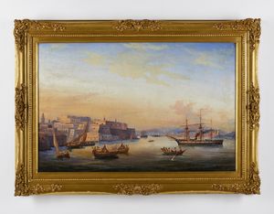 FERGOLA SALVATORE  (1799 - 1874) : Veduta di Malta  - Asta Asta 432 | ARTE ANTICA E DEL XIX SECOLO Tradizionale - Associazione Nazionale - Case d'Asta italiane