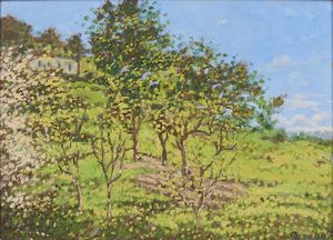 REYCEND ENRICO (1855 - 1928) - Attribuito a. Paesaggio in primavera