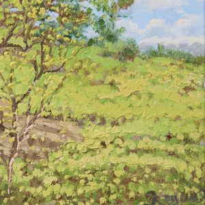 REYCEND ENRICO (1855 - 1928) : Attribuito a. Paesaggio in primavera  - Asta Asta 432 | ARTE ANTICA E DEL XIX SECOLO Tradizionale - Associazione Nazionale - Case d'Asta italiane