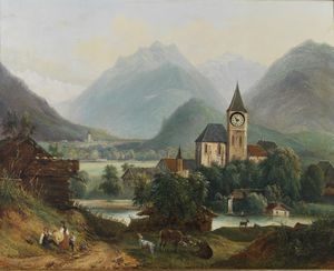 HOFFMEISTER CARL LUDWIG (1790 - 1843) - Attribuito a. Paesaggio austriaco