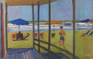 CHECCHI ARTURO (1886 - 1971) - In spiaggia