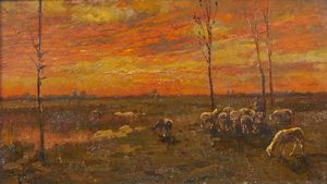 CIARDI BEPPE (1875 - 1932) - Pascolo al tramonto