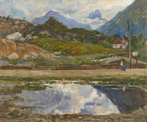 WOLF-FERRARI TEODORO (1876 - 1945) - Il Ponte sul Cordevole dopo un acquazzone