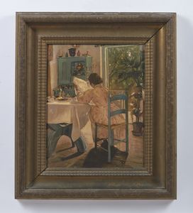 RONTINI ALESSANDRO (1854 - 1933) : La colazione  - Asta Asta 432 | ARTE ANTICA E DEL XIX SECOLO Tradizionale - Associazione Nazionale - Case d'Asta italiane