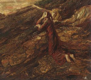 DE GROUX HENRY (1866 - 1930) : Dante e Virgilio incontrano il carro di Beatrice nel paradiso terrestre  - Asta Asta 432 | ARTE ANTICA E DEL XIX SECOLO Tradizionale - Associazione Nazionale - Case d'Asta italiane