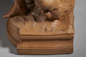 MOREAU AUGUSTE (1834 - 1917) : Fanciulla seduta  - Asta Asta 432 | ARTE ANTICA E DEL XIX SECOLO Tradizionale - Associazione Nazionale - Case d'Asta italiane