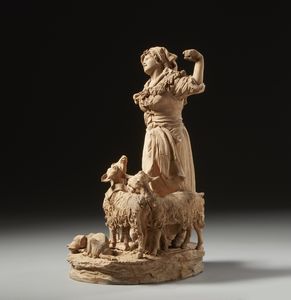 VACCARO GIACOMO (1847 - 1931) : Pastorella con gregge  - Asta Asta 432 | ARTE ANTICA E DEL XIX SECOLO Tradizionale - Associazione Nazionale - Case d'Asta italiane