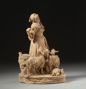 VACCARO GIACOMO (1847 - 1931) : Pastorella con gregge  - Asta Asta 432 | ARTE ANTICA E DEL XIX SECOLO Tradizionale - Associazione Nazionale - Case d'Asta italiane