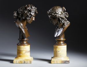 BARBEDIENNE FERDINAND (1810 - 1892) : Busti di Antinoo come Bacco e Arianna  - Asta Asta 432 | ARTE ANTICA E DEL XIX SECOLO Tradizionale - Associazione Nazionale - Case d'Asta italiane