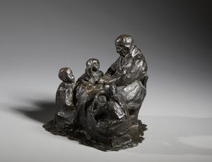 PELLINI EUGENIO (1864 - 1934) : La nonna con i nipoti  - Asta Asta 432 | ARTE ANTICA E DEL XIX SECOLO Tradizionale - Associazione Nazionale - Case d'Asta italiane