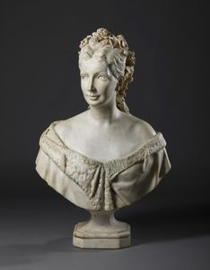 D'AFFRY, DUCHESSA DI CASTIGLIONE-COLONNA, DETTA 'MARCELLO' ADLE (1836 - 1879) - Busto di gentildonna con ghirlanda di fiori tra i capelli