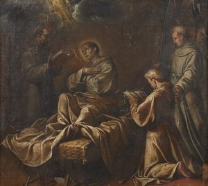 ARTISTA LOMBARDO DEL XVII SECOLO - Morte di Sant'Antonio da Padova