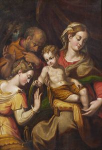 ARTISTA EMILIANO DEL XVI SECOLO - Sposalizio mistico di Santa Caterina d'Alessandria