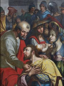 AERTSEN PIETER (1508 - 1575) - Attribuito a. San Pietro battezza il centurione Cornelio a Cesarea