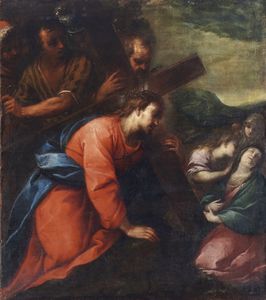 NUVOLONE CARLO FRANCESCO (1608 - 1661) - Cristo sul calvario cade sotto la croce