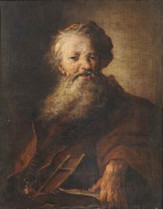 VAN RIJN REMBRANDT (1606 - 1669) - Seguace di. Ritratto di uomo con barba, probabilmente un rabbino