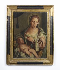 ARTISTA DEL XVII SECOLO : Madonna con Bambino  - Asta Asta 432 | ARTE ANTICA E DEL XIX SECOLO Tradizionale - Associazione Nazionale - Case d'Asta italiane