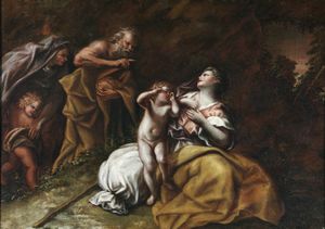 ARTISTA DEL XVII SECOLO : Riposo durante la fuga in Egitto  - Asta Asta 432 | ARTE ANTICA E DEL XIX SECOLO Tradizionale - Associazione Nazionale - Case d'Asta italiane