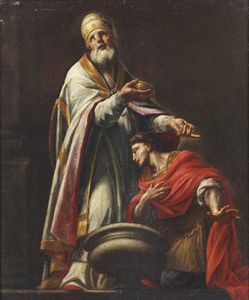 ARTISTA DEL XVII SECOLO - San Pietro battezza il centurione Cornelio