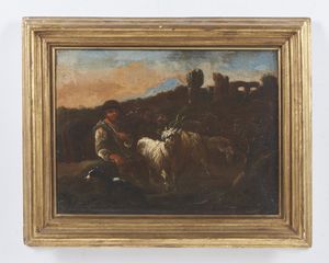 PHILIPP PETER ROOS DETTO ROSA DA TIVOLI  (1657 - 1706) : Scena pastorale  - Asta Asta 432 | ARTE ANTICA E DEL XIX SECOLO Tradizionale - Associazione Nazionale - Case d'Asta italiane