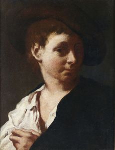 PIAZZETTA GIOVANNI BATTISTA (1682 - 1754) - Ritratto di giovane con cappello