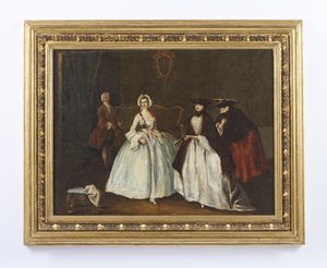 MAESTRO DEI RIFLESSI (XVIII SECOLO) : Il ridotto, maschere veneziane  - Asta Asta 432 | ARTE ANTICA E DEL XIX SECOLO Tradizionale - Associazione Nazionale - Case d'Asta italiane