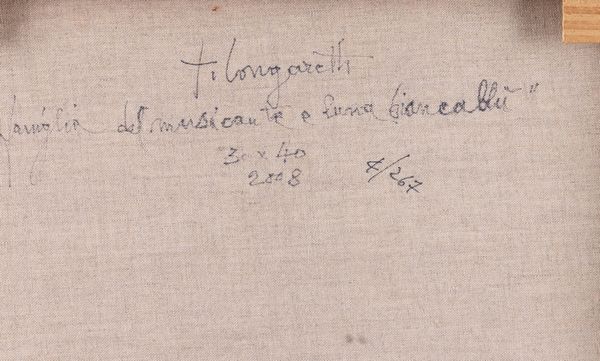 Trento Longaretti : Famiglia del musicante e luna bianca blu  - Asta Arte Moderna e Contemporanea - Associazione Nazionale - Case d'Asta italiane