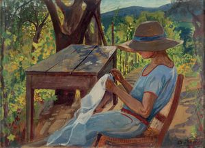 Gerardo Dottori - Fanciulla che cuce