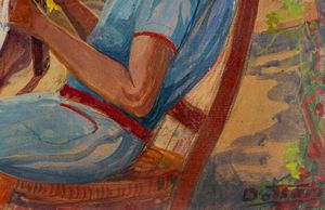 Gerardo Dottori : Fanciulla che cuce  - Asta Arte Moderna e Contemporanea - Associazione Nazionale - Case d'Asta italiane