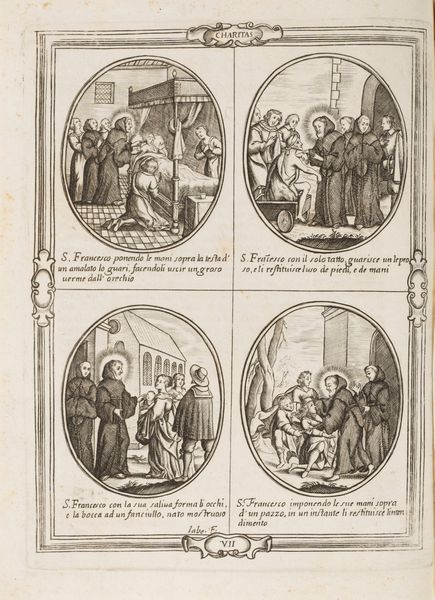 Giovanni Abbiate Forieri : Vita e miracoli del glorioso patriarca S. Francesco di Paola Fondatore degli Ordini de Minimi. Espressi in figure con le loro dichiarazioni.  - Asta Libri, Autografi e Stampe - Associazione Nazionale - Case d'Asta italiane
