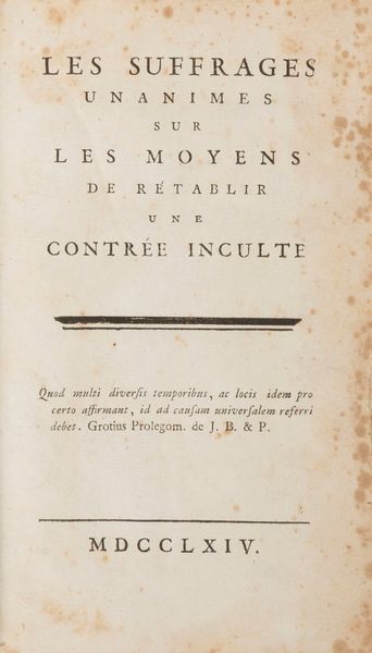 Stefano Bertolini : Les suffrages unanimes sur les moyens de retablir une contre inculte.  - Asta Libri, Autografi e Stampe - Associazione Nazionale - Case d'Asta italiane