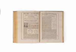 Euclide : De gli elementi d'Euclide Libri quindici. Con gli scholii antichi. Volgarizzati gi d'ordine del famosissimo Matematico Federico Commandino da Urbino, et hora con diligentia revisti, e ristampati.  - Asta Libri, Autografi e Stampe - Associazione Nazionale - Case d'Asta italiane