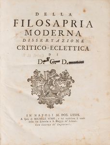 Domenico Cocenti - Della Filosapria moderna. Dissertazione critico-eclettica.