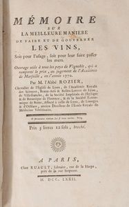 Francois Rozier - Memoire sur la meilleure maniere de faire et de gouverner les vins