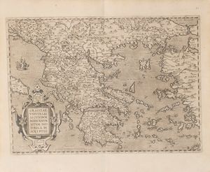 Abramo Ortelio - Graecia Universae Secundi, hodiernum situm neoterica descriptio.