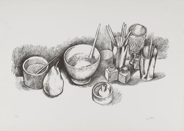 Renato Guttuso : Natura morta con pera e matite  - Asta Grafica Internazionale e Multipli d'Autore - Associazione Nazionale - Case d'Asta italiane